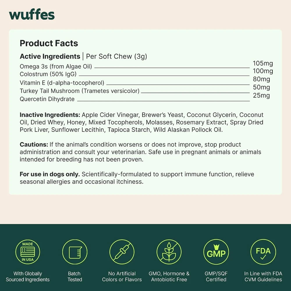 Wuffes Dog Allergy Chews for Seasonal Pollen